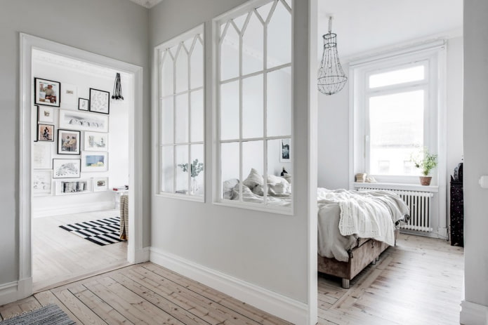 перегородка из гипсокартона с окнами внутри