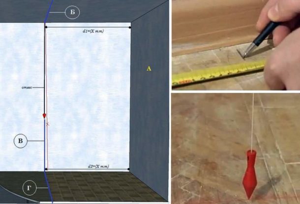 Разметка под каркас для гипсокартона