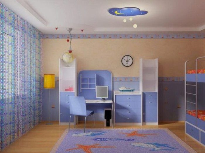 Фото потолков из гипсокартона для детской комнаты в частном доме